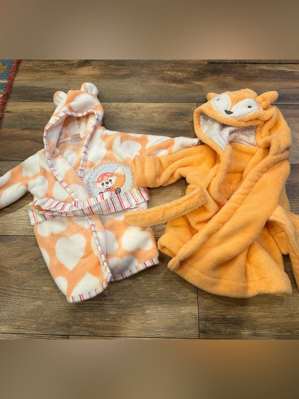 Set of two Baby Fox Bath Robes Cloud Island Fisher Price Orange